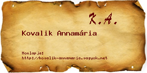 Kovalik Annamária névjegykártya